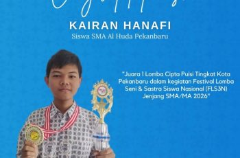 Ukir Prestasi di Bidang Sastra, Kairan Hanafi Raih Juara 1 Cipta Puisi FLS3N 2026 Tingkat Kota Pekanbaru